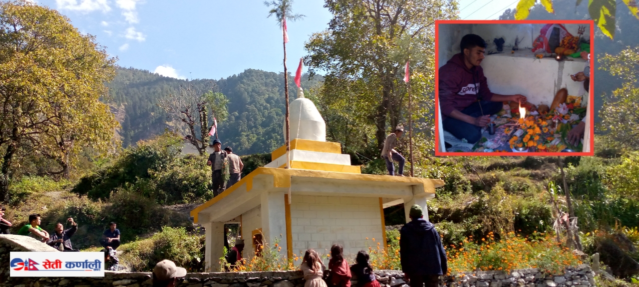 कालिका देवी मन्दिरको प्रतिष्ठा संगै पुजापाठ गर्दै मनाए गाउँमा