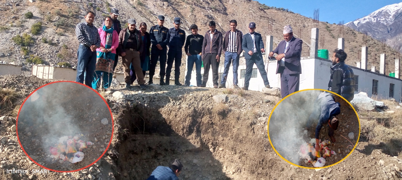 बाजुराको धुलाचौर बजार अनुगमन संगै म्याद नाघेको समान जलाएर नष्ट