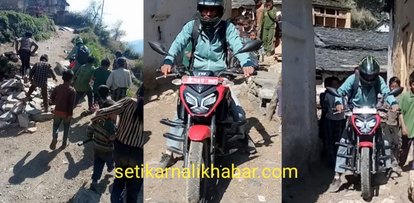 सडक संजाल संगै मोटरसाइकल गाउँमा पुग्दा स्थानीय खुसी