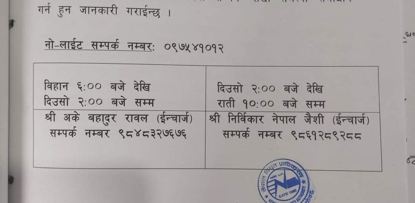नेपाल बिद्युत प्राधिकरण बाजुरा बितरण केन्द्र  ले बर्षाद समयमा सेवाग्राहिलाई चांडाे सेवादिन  कर्मचारी लाई सिफ्टमा चलायाे