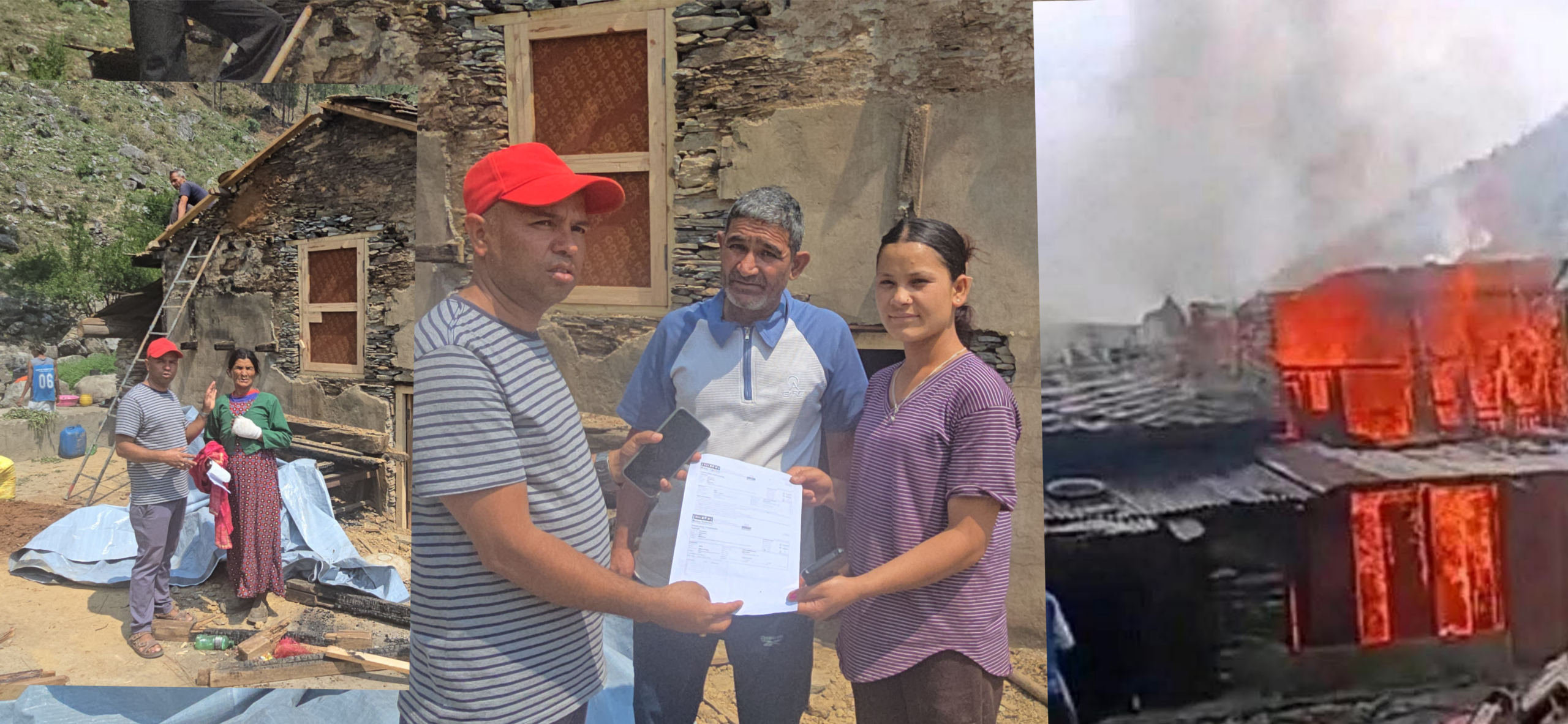 आगलागी पीडित खड्कालाई पडेस  प्रवास एकता समाज ब्यङ्लोर द्वारा आर्थिक सहयोग