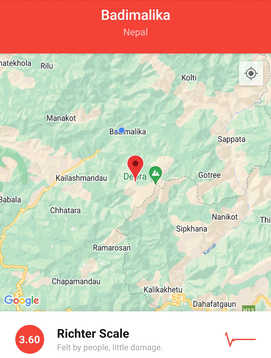 जुगाडा केन्द्रबिन्दु भएर भूकम्प गयाे